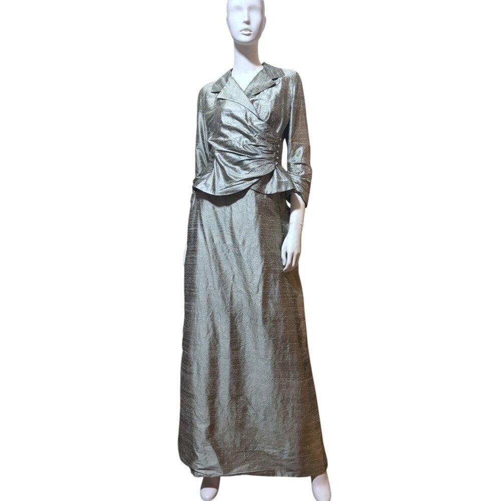 Vintage Watters Silk Skirt Suit XS Dupioni Set Jacket Skirt Wedding 100% Silk